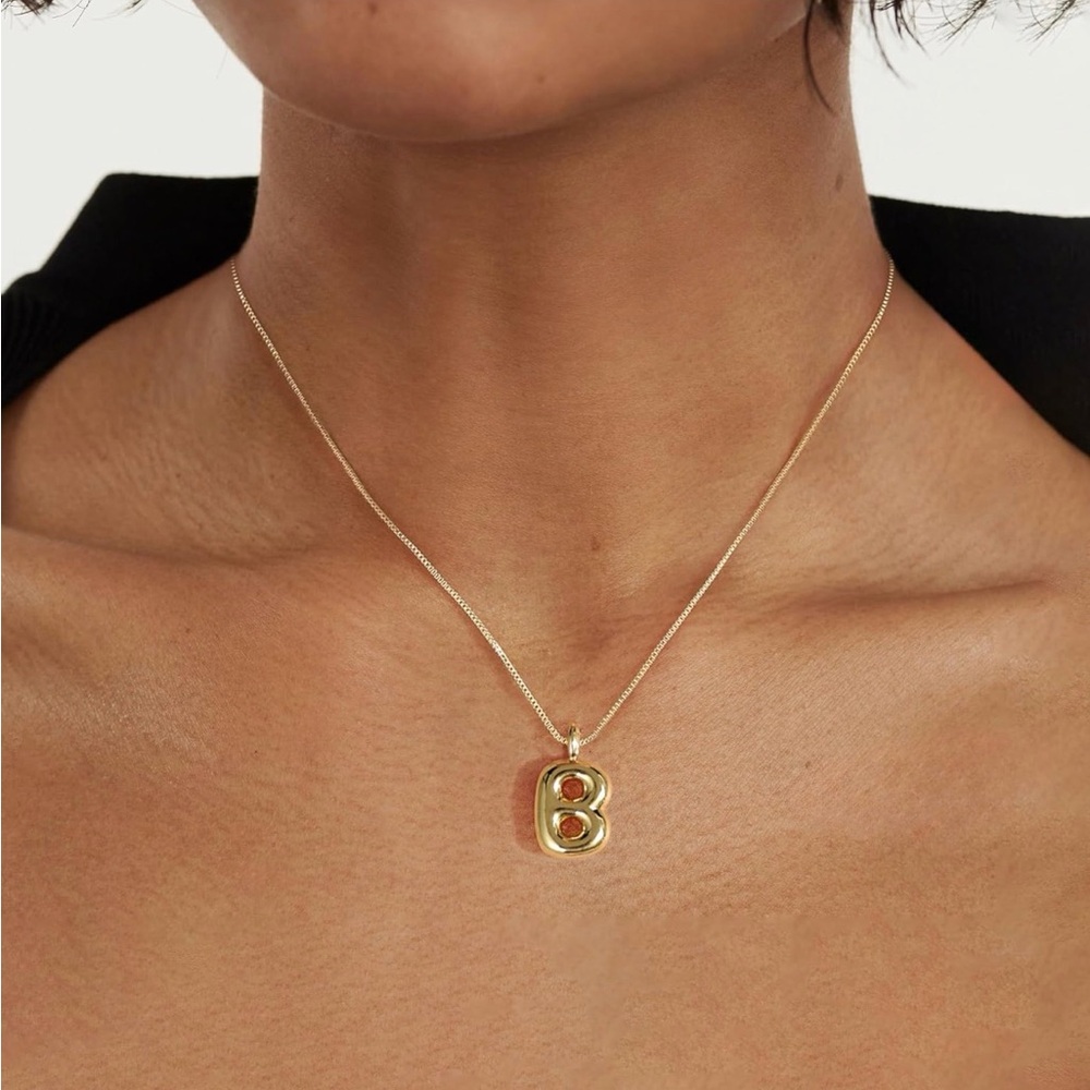 ⭐️FINAL PRICE Gold Plated Bubble Initial Pendant Necklace